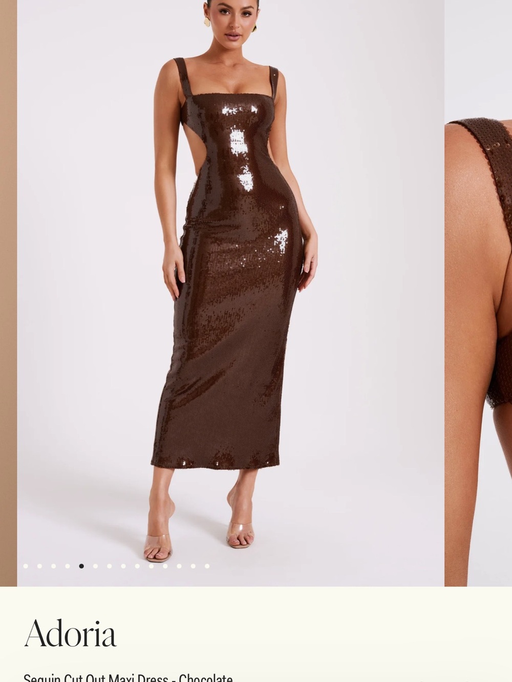 Meshki ADORIA Chocolate Sequin Cut-Out Maxi Dress